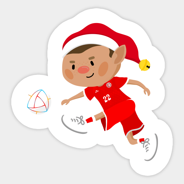 Tunisia football Christmas elf. Football World Cup soccer T-Shirt Sticker by abtchlr